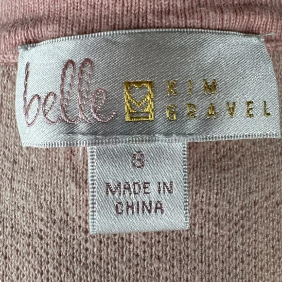 Belle by Kim Gravel Pink Animal Print V Neck Sweater - Picture 2 of 6